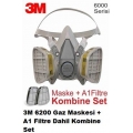 3M 6200 Gaz Maskesi + A1 Filtre Dahil Kombine Set